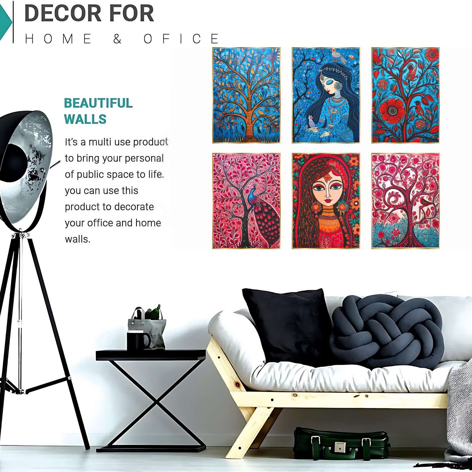 Set of Six Wall Paintings for Wall Dacoration Golden Framed Wall Paintings for Living Room & Bedroom Wall Art for Home Decoration & Office Wall Décor (13x10 inch CH-GD6-1) - Image 3